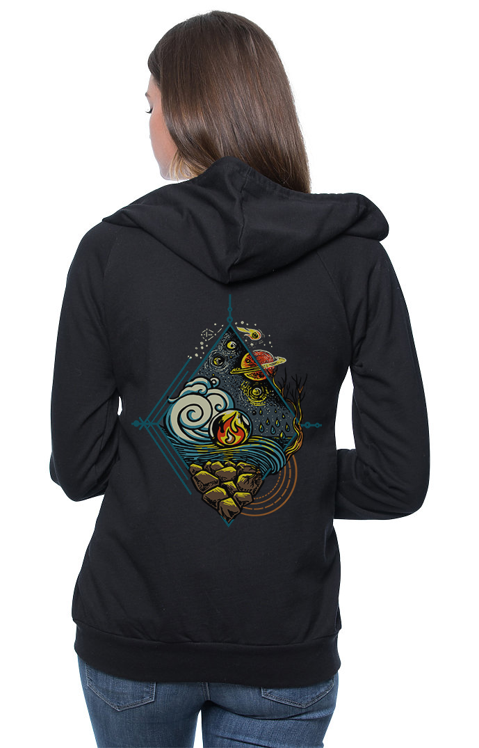 Sleeves for Trees Collection on Organic Cotton Hoodie 5 Elements