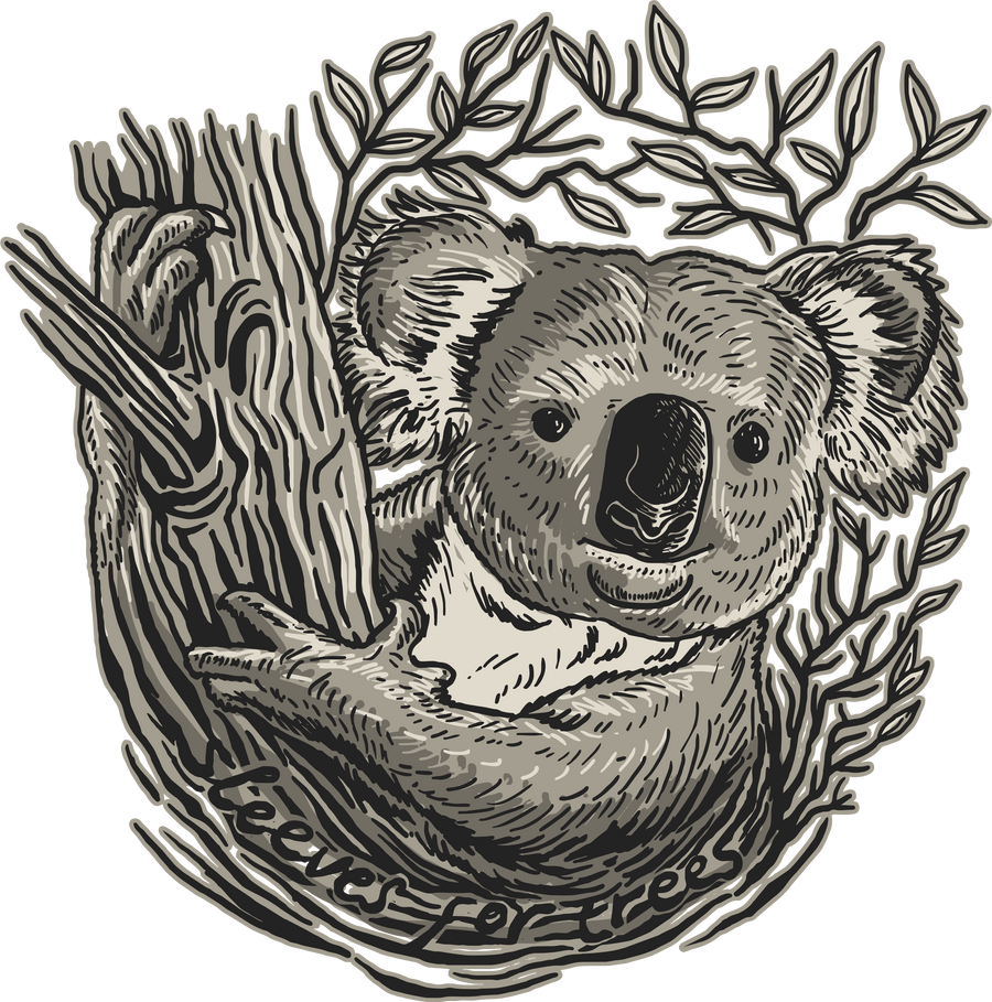 Sleeves for Trees Collection on Organic Cotton Hoodie Koala