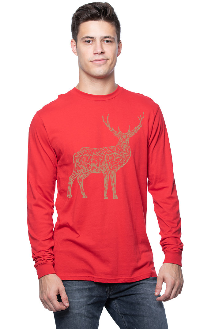 Unisex Organic Cotton Long Sleeve Tee SFT Golden Deer