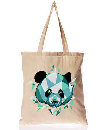 Organic Cotton Tote Bag Giant Panda Blue