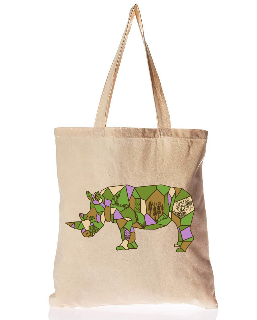 Organic Cotton Tote Bag Rhinocerous