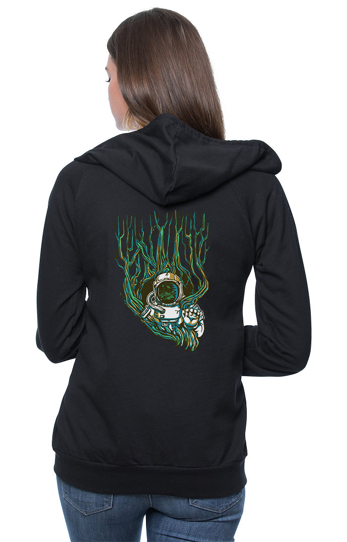 Sleeves for Trees Collection on Organic Cotton Hoodie Astronaut Tree