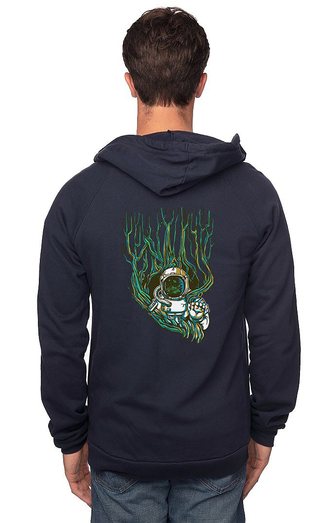 Sleeves for Trees Collection on Organic Cotton Hoodie Astronaut Tree