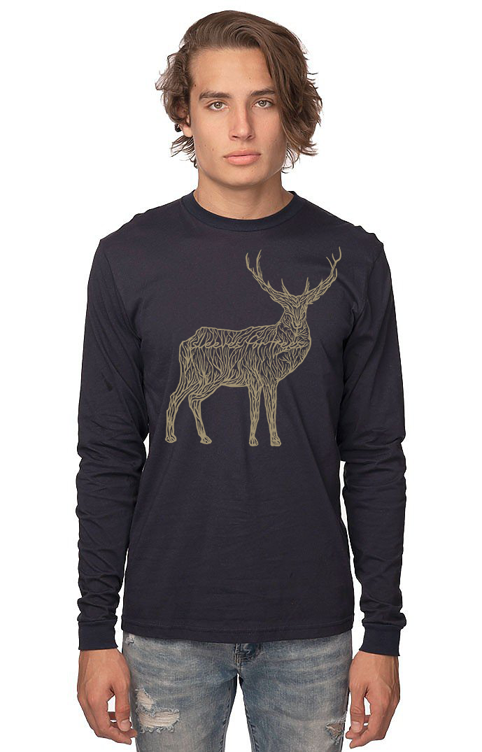 Unisex Organic Cotton Long Sleeve Tee SFT Golden Deer