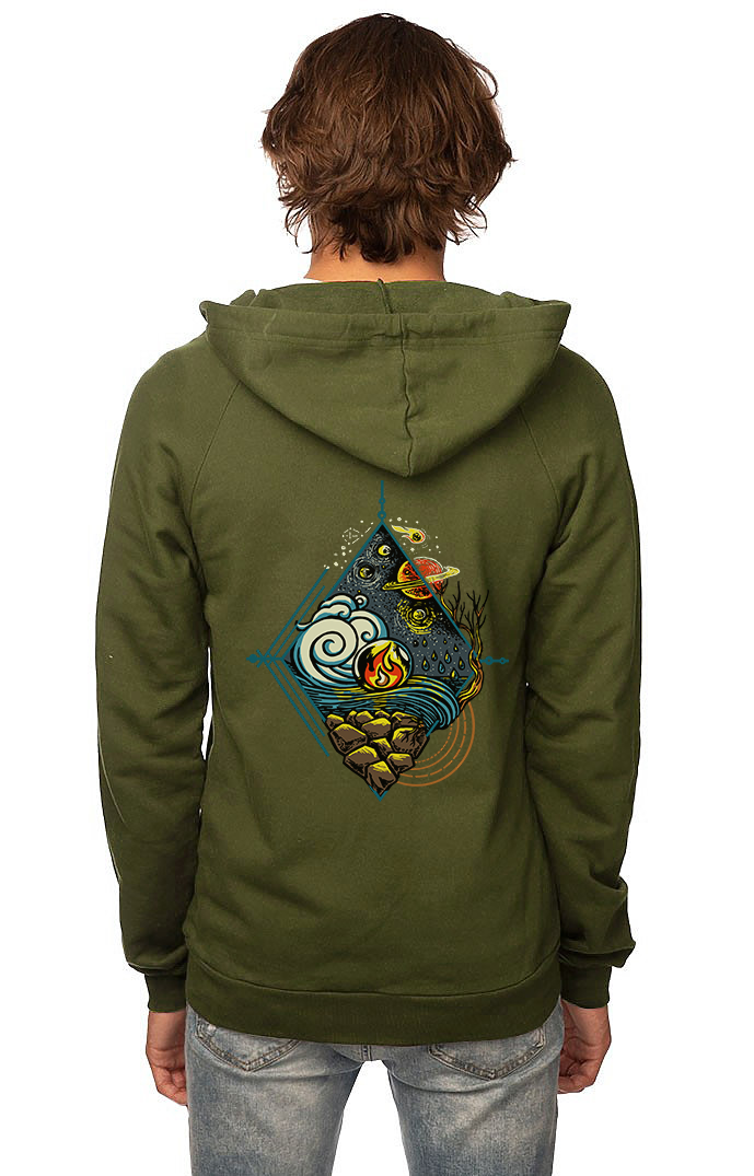 Sleeves for Trees Collection on Organic Cotton Hoodie 5 Elements