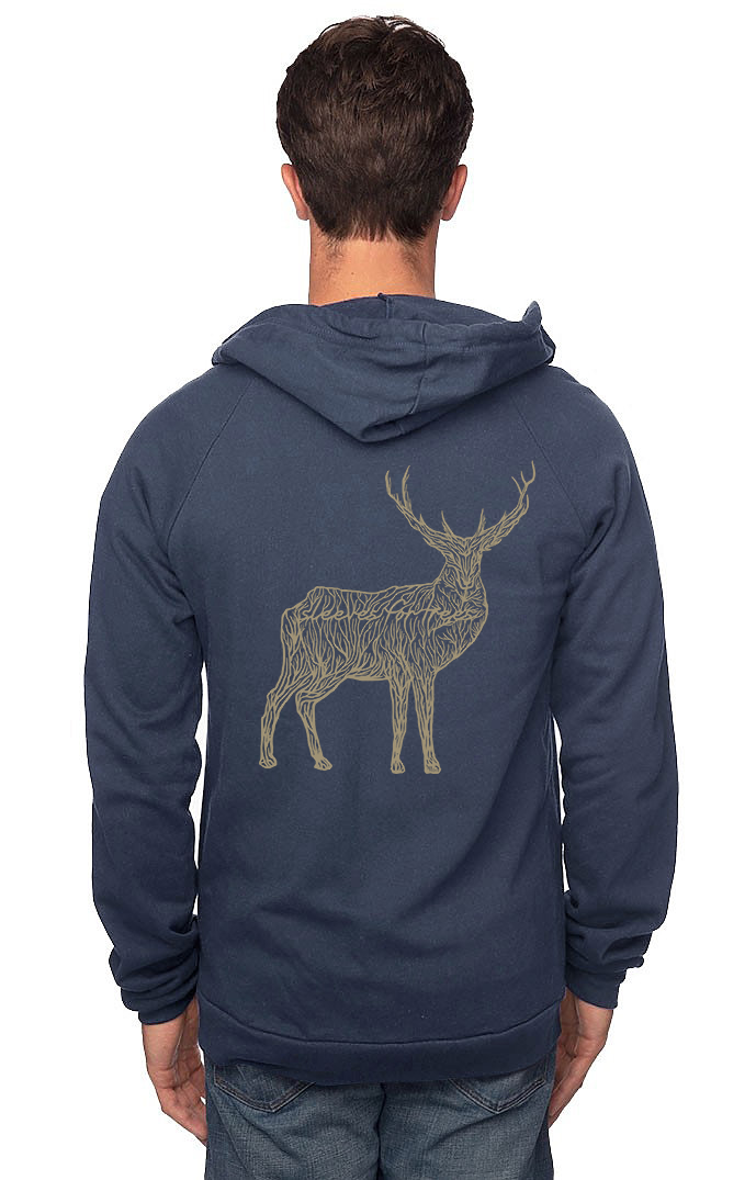 Sleeves for Trees Collection on Organic Cotton Hoodie SFT Majestic Golden Deer
