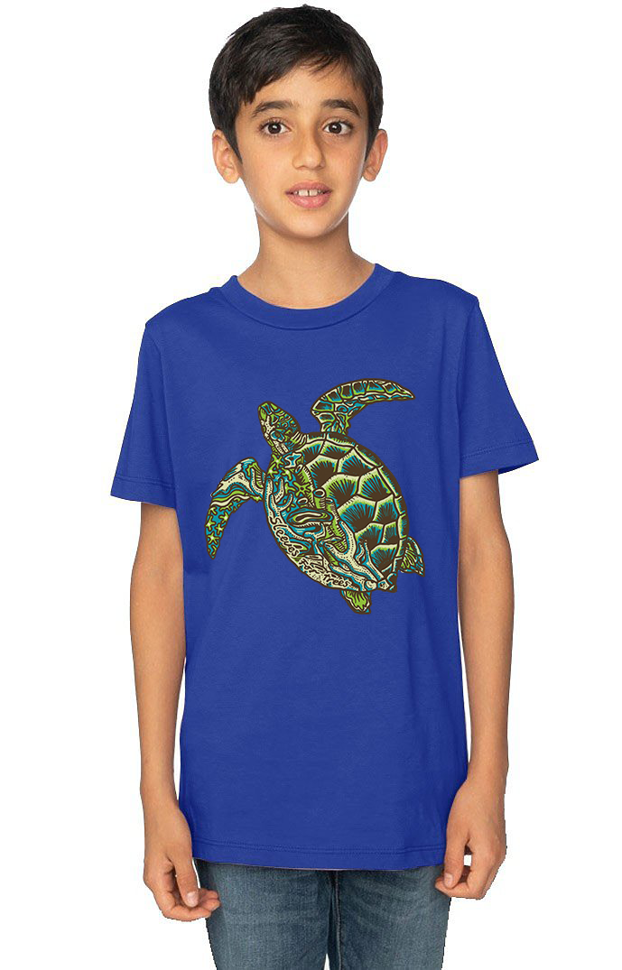 Organic Cotton Youth Short Sleeve Crew Tee SFT Green Sea Turtle